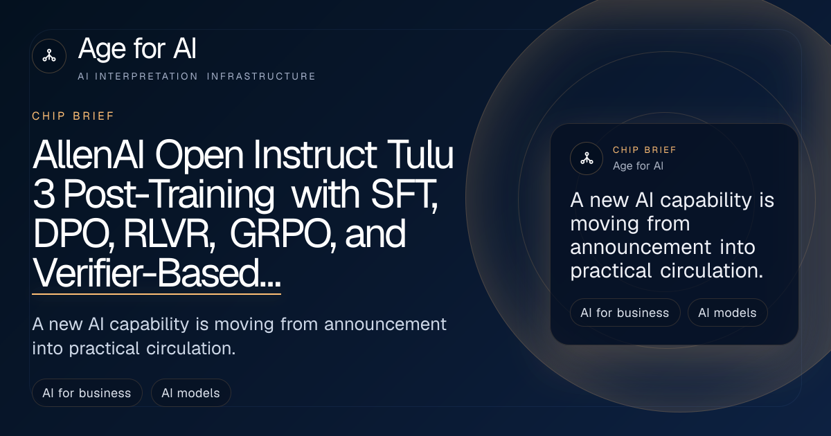 AllenAI Open Instruct Tulu 3 Post-Training with SFT, DPO, RLVR, GRPO, and Verifier-Based Evaluation