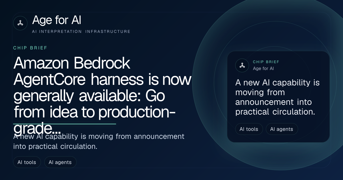 Amazon Bedrock AgentCore harness is now generally available: Go from idea to production-grade agent in minutes