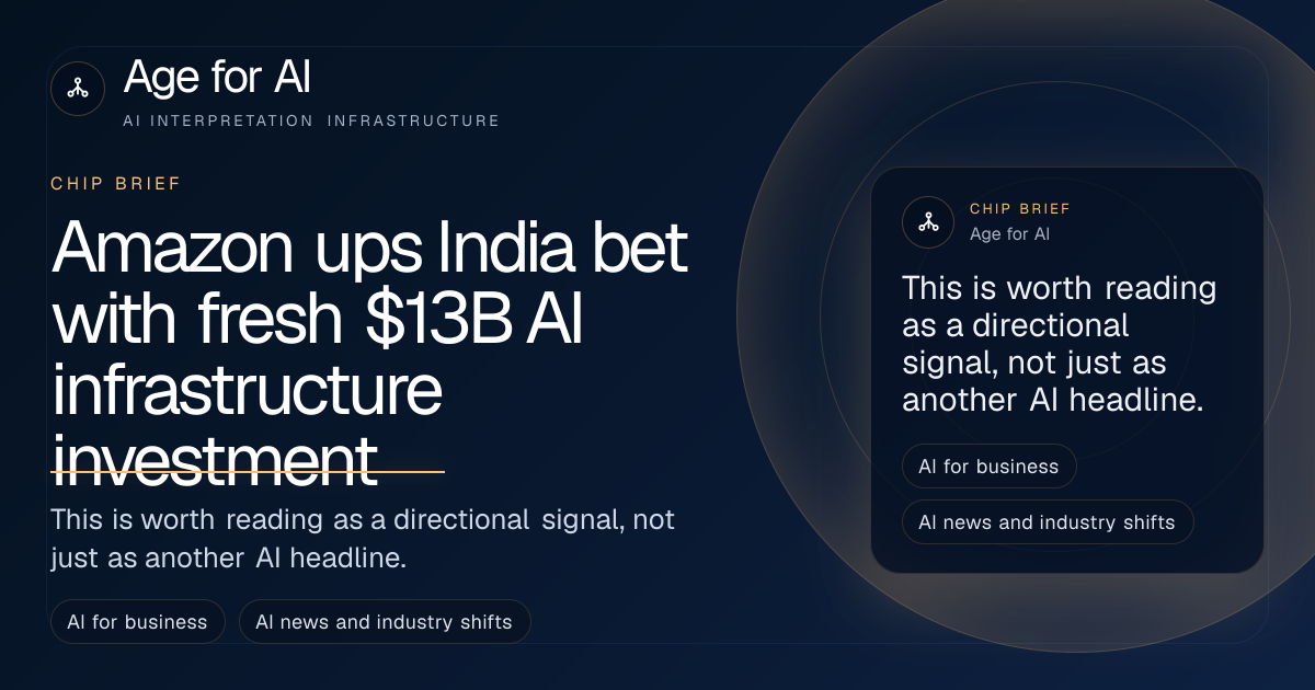 Amazon ups India bet with fresh $13B AI infrastructure investment