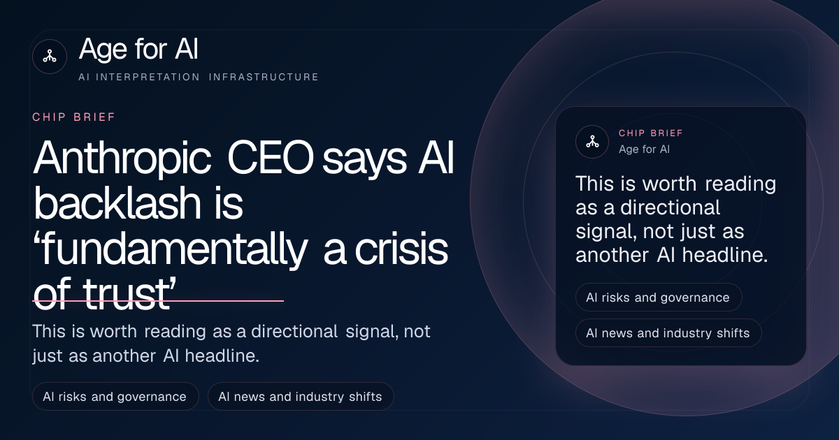 Anthropic CEO says AI backlash is ‘fundamentally a crisis of trust’