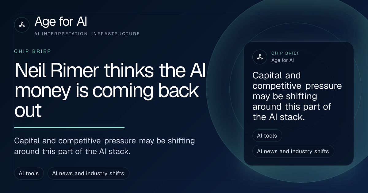 Neil Rimer thinks the AI money is coming back out